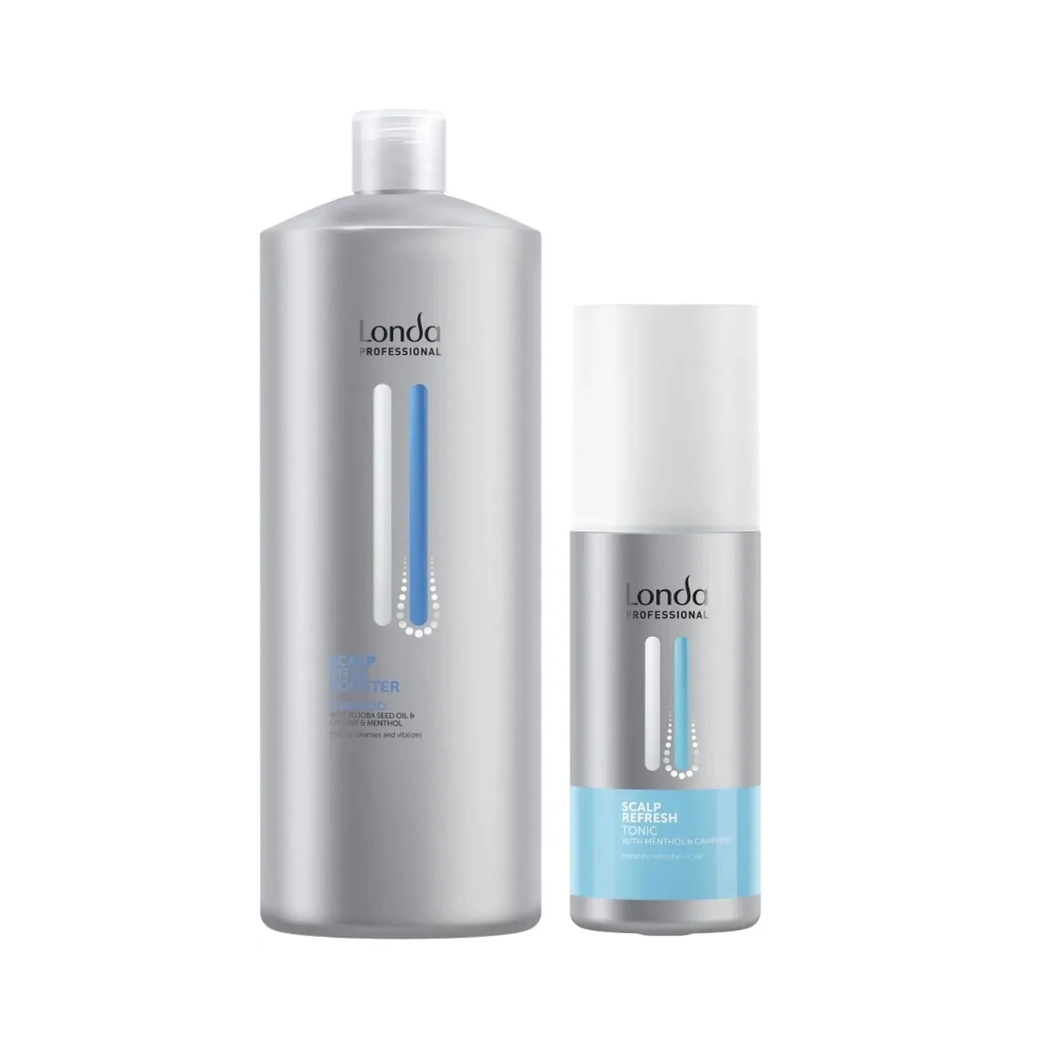 Pachet pentru stimularea creșterii părului Londa Professional, Scalp Vital Booster Shampoo 1000 ml și Scalp Refresh Tonic 150 ml