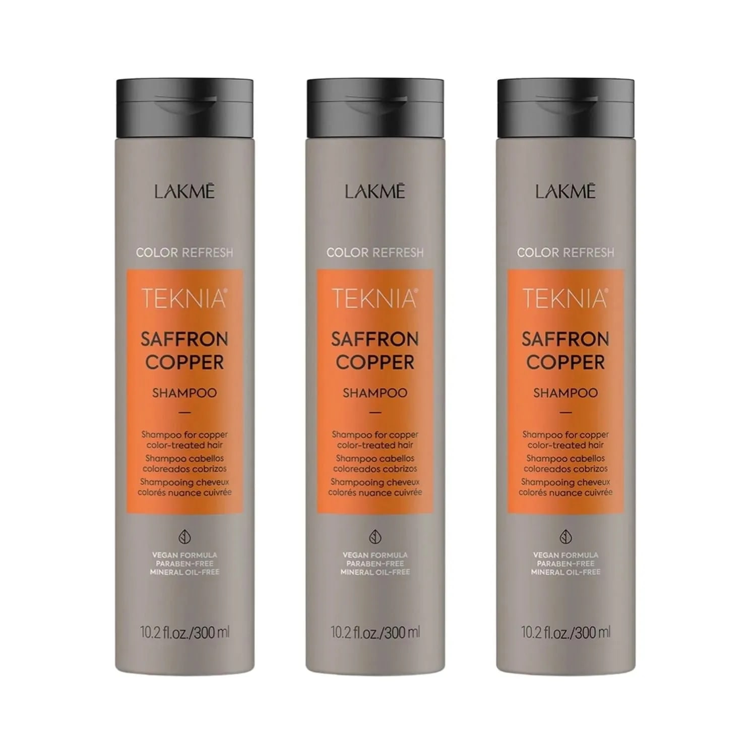 Pachet pentru parul vopsit aramiu, Lakme, Saffron Copper, 3 x Sampon 300ml