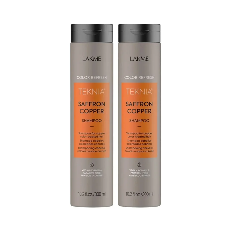 Pachet pentru parul vopsit aramiu, Lakme, Saffron Copper, 2 x Sampon 300ml
