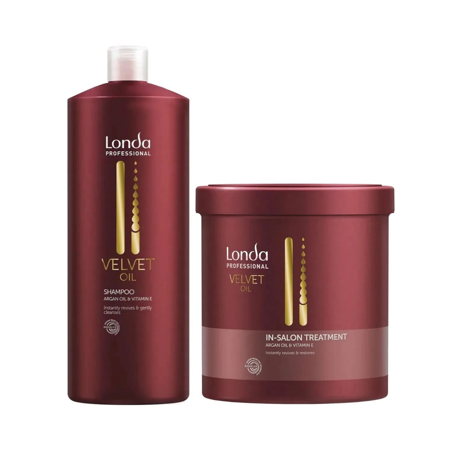 Pachet pentru păr uscat Londa Professional Velvet Oil, Șampon 1000 ml și Tratament 750 ml