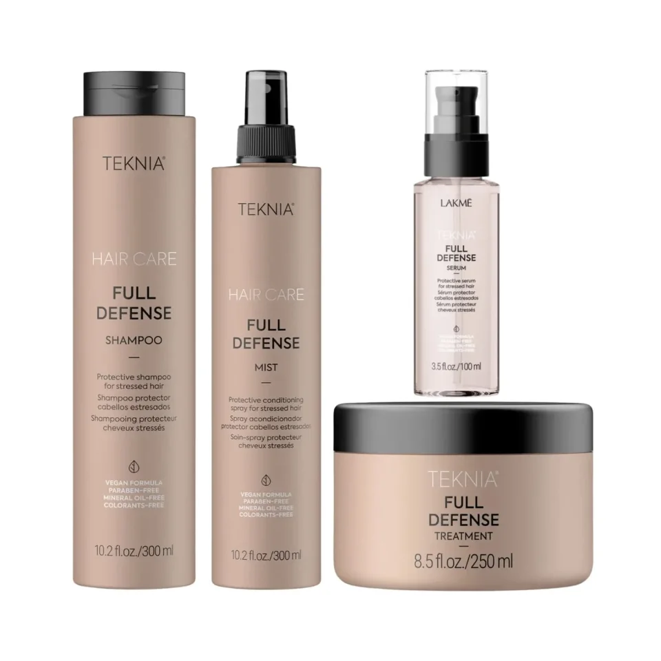Set pentru par deteriorat, Lakme, Teknia, Full Defense, Sampon 300ml + Tratament 300ml + Masca 250ml + Ulei 100ml