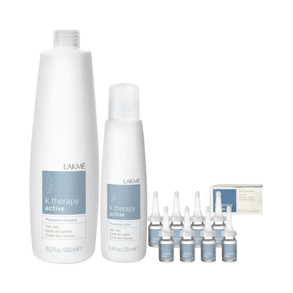 Set impotriva caderii parului, Lakme, K.Therapy, Active, Sampon 1000ml + Lotiune 125ml + Fiole 8x6ml