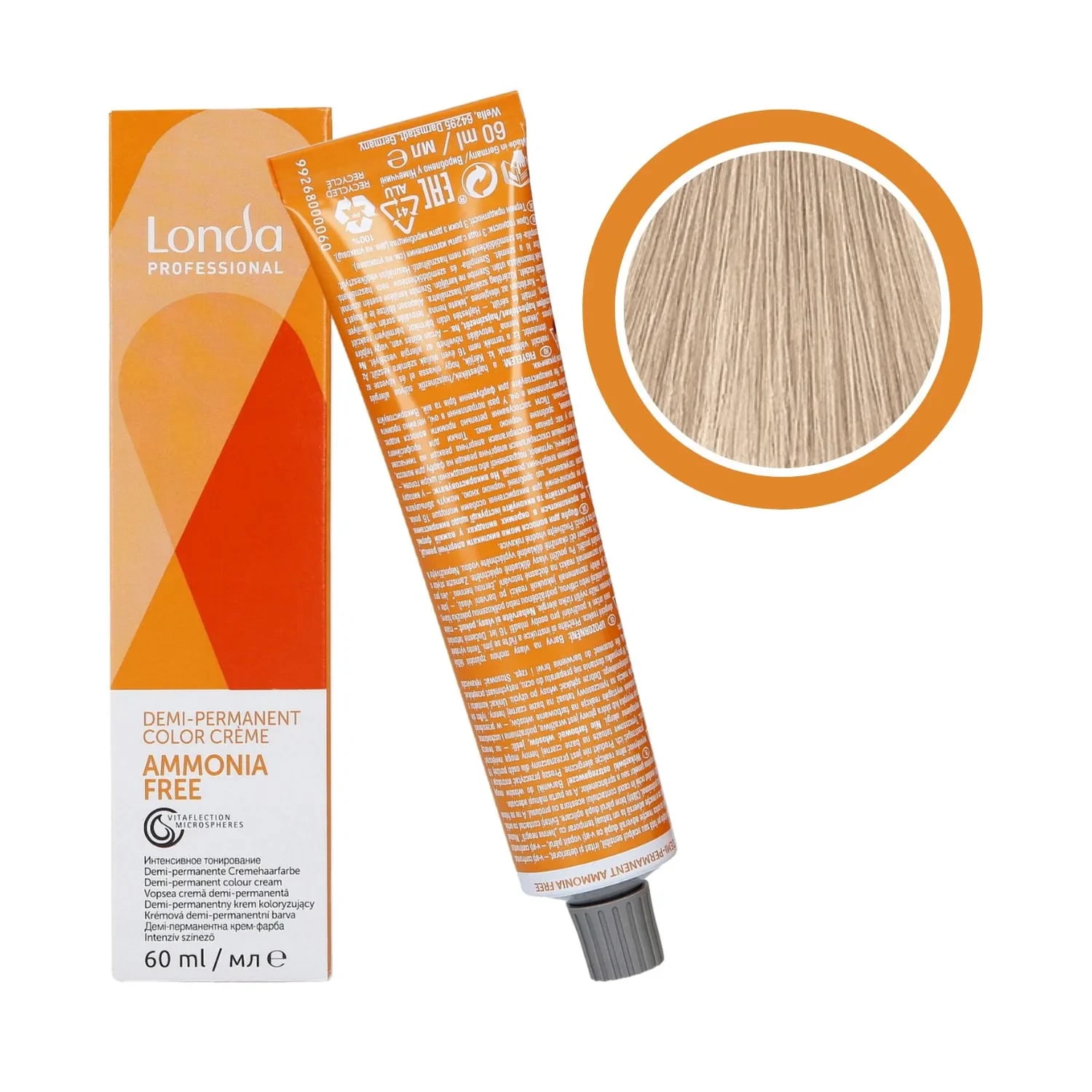 Vopsea demi-permanentă fără amoniac, Londa Professional, Londacolor 9/16 Blond Luminos Cenușiu Violet, 60 ml