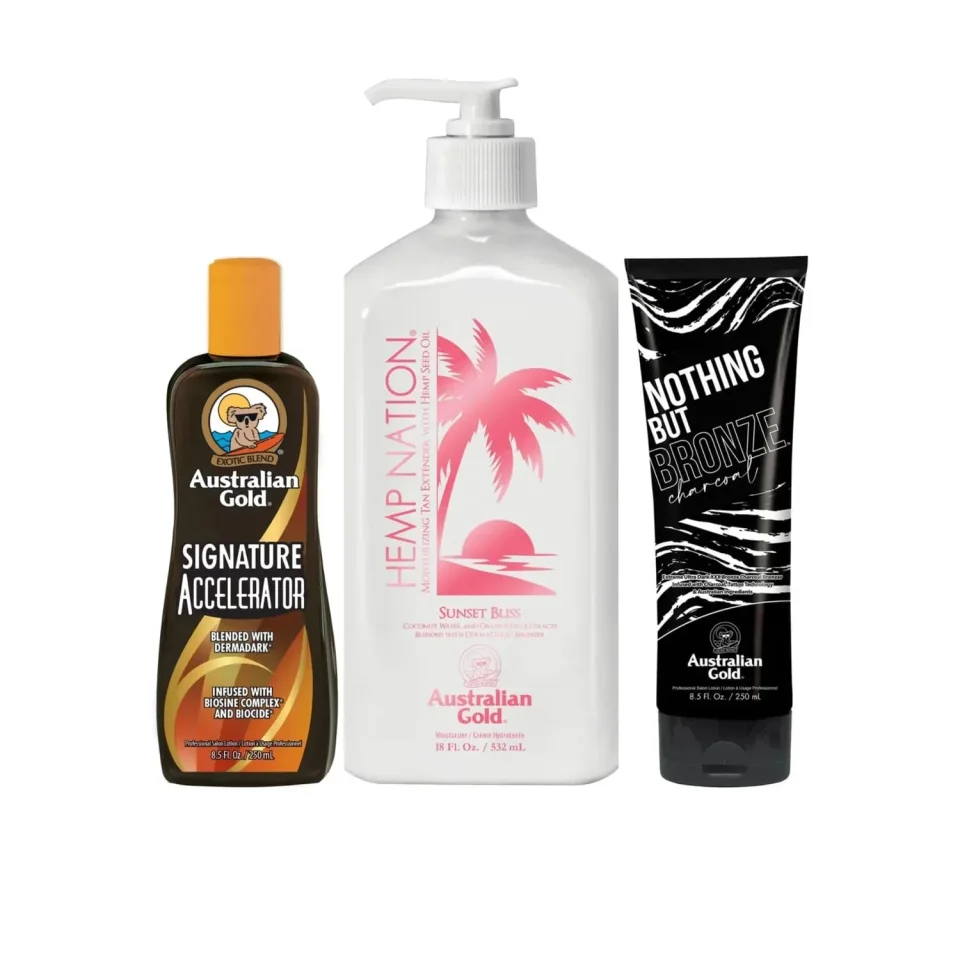 Set Australian Gold concediu la mare: Signature Accelerator, Nothing But Bronze și Sunset Bliss