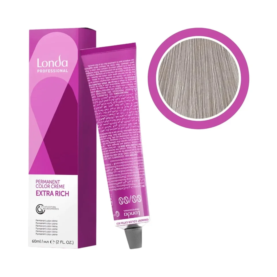 Vopsea permanentă, Londa Professional, Londacolor 8/81 Blond Deschis Perlat Cenușiu, 60 ml