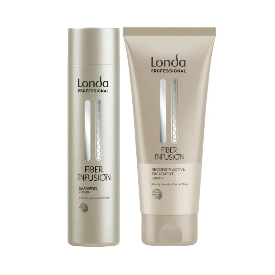 Pachet pentru păr deteriorat Londa Professional Fiber Infusion, Șampon 250 ml și Tratament 200 ml
