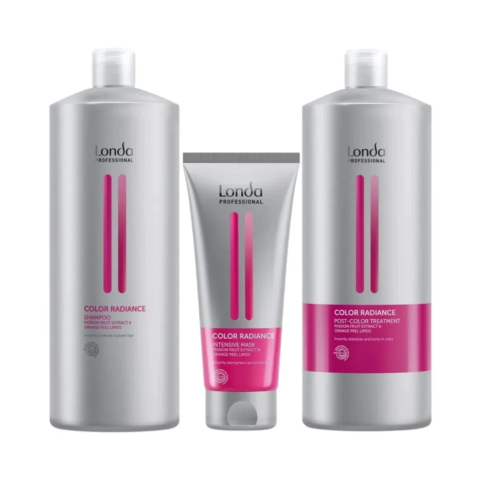 Pachet pentru păr vopsit Londa Professional Color Radiance, Șampon 1000 ml, Post Color Tratament 1000 ml, Intensive Mask 200 ml