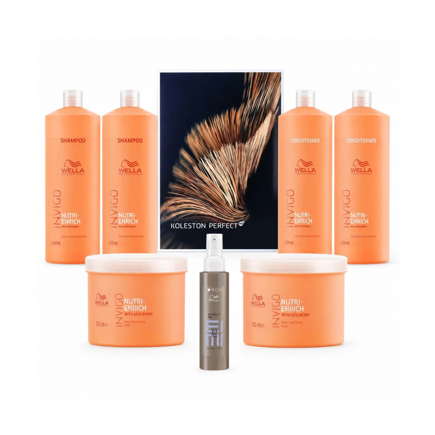Set Wella Professionals Invigo Nutri-Enrich pentru păr uscat și deteriorat, cu Perfect Me și catalog Koleston inclus