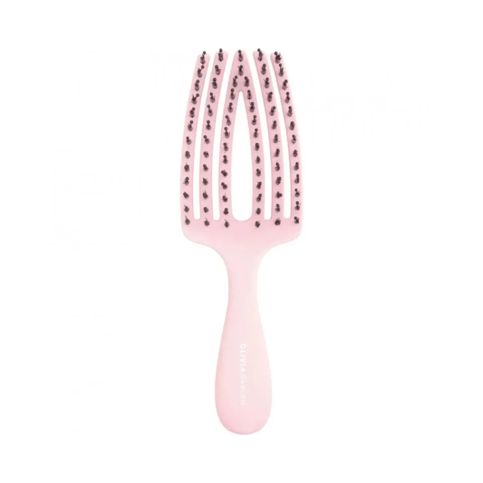 Perie cu ventilatie din par natural si tepi ionizati pentru copii, Olivia Garden, Finger Combo, Kids Mini Pink