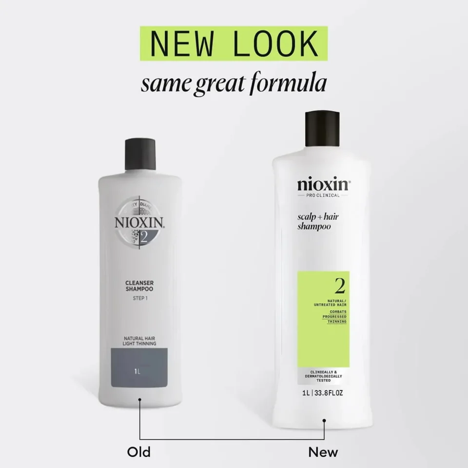 Șampon pentru păr natural cu subțiere avansată, Nioxin, System 2 Shampoo 1000 ml — imagine 7
