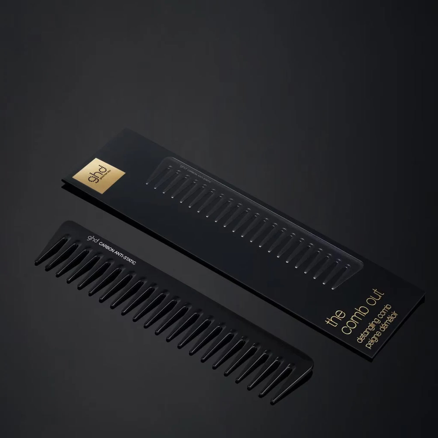 Pieptene profesional cu dinți rari pentru descurcare Ghd The Comb Out Detangling Comb Black — imagine 3