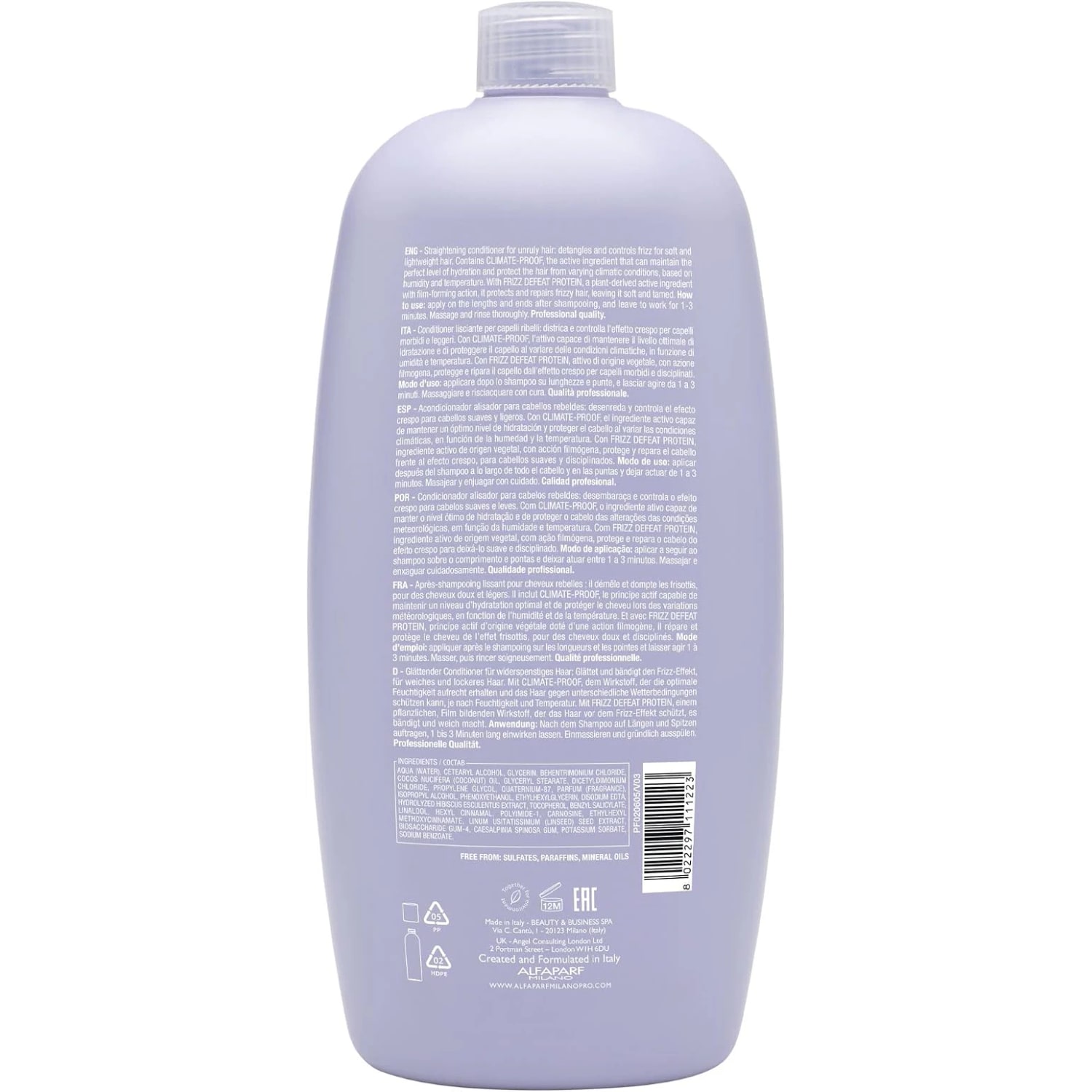 Șampon pentru netezirea părului rebel, Alfaparf Milano, Smoothing Low Shampoo, 1000 ml — imagine 2