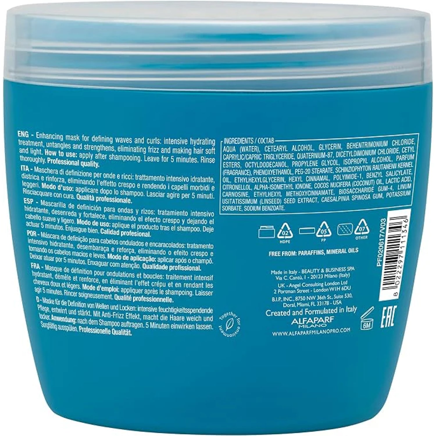 Mască hidratantă pentru definirea părului ondulat, creț și foarte creț, Alfaparf Milano, Enhancing Mask, 500 ml — imagine 2