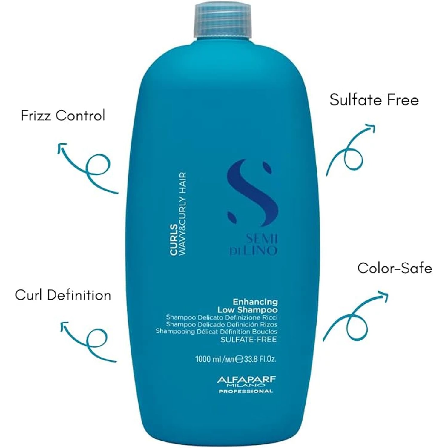 Șampon pentru păr ondulat, creț și foarte creț, Alfaparf Milano, Enhancing Low Shampoo, 1000 ml — imagine 3