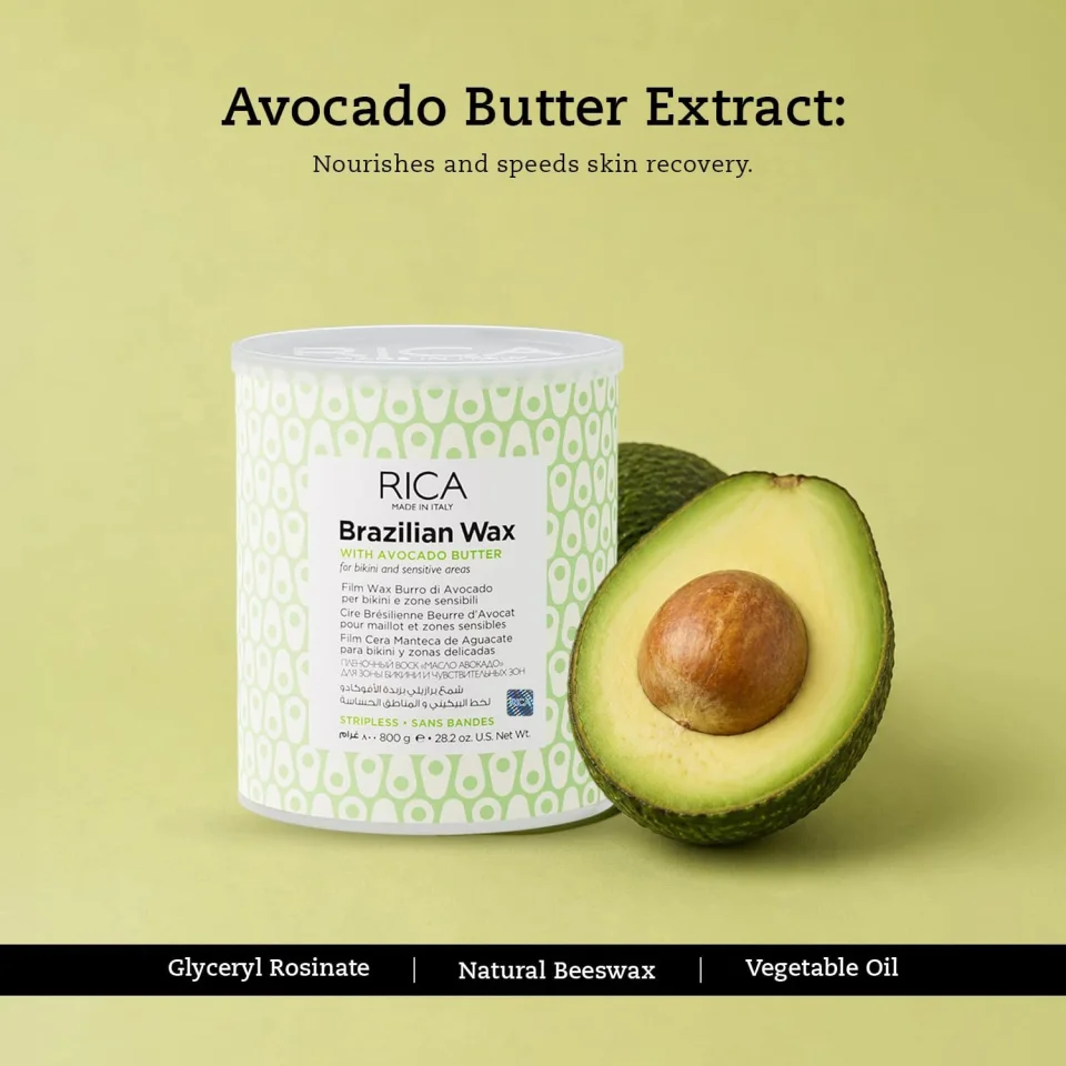 Ceară braziliană fără benzi pentru zone sensibile, cu unt de avocado, Rica, Brazilian Wax with Avocado Butter, 800 ml — imagine 5