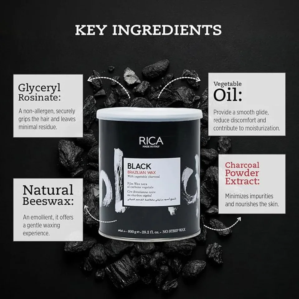 Ceară braziliană pentru epilare, Rica, Black Brazilian Wax, 800 ml — imagine 3