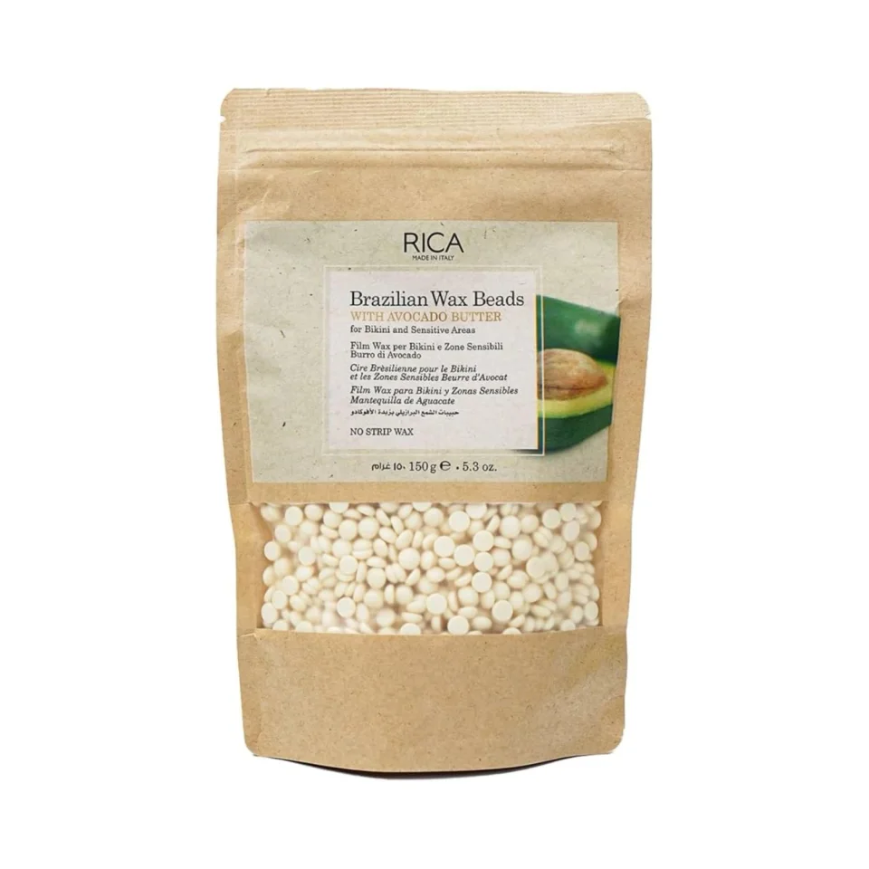 Granule de ceară braziliană fără benzi cu unt de avocado pentru piele sensibilă, Rica, Brazilian Avocado Butter Wax Beads, 150 g